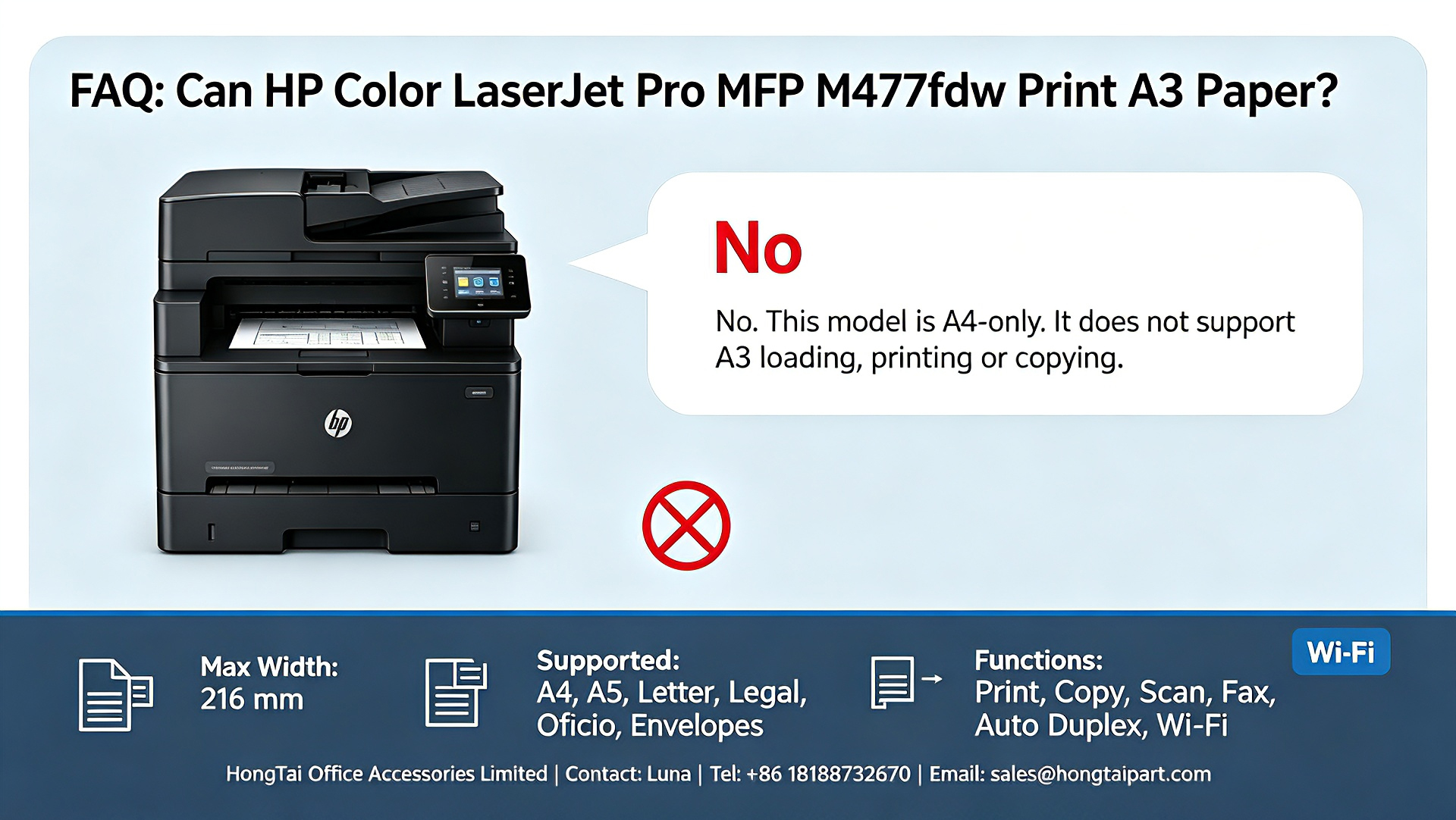 Ultimi blog aziendali su Stampa multifunzione HP Color LaserJet Pro M477fdw A3: M477fdw supporta il formato carta A3