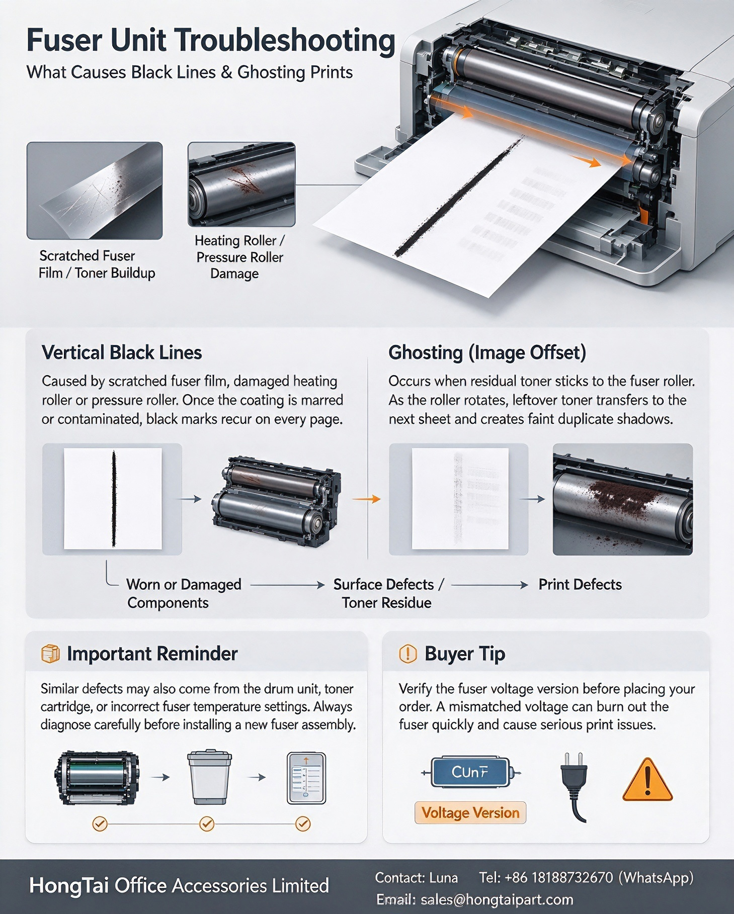 Ultimi blog aziendali su Fuser Unit Troubleshooting: What Causes Vertical Black Lines & Ghosting on Laser Prints