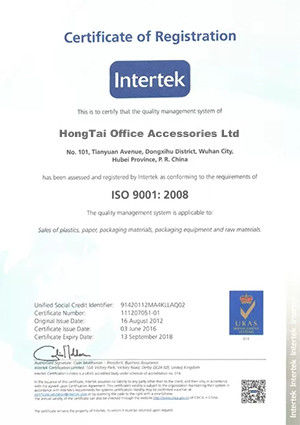 Porcellana HongTai Office Accessories Ltd Certificazioni